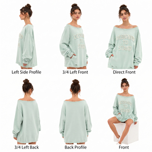 Customized Off Shoulder <b>Distressed</b> Hem Sweatshirt Women's Oversized French Terry Sweatshirt <b>Distressed</b> Embroidered Fleece <b>Top</b> - Product Image 5