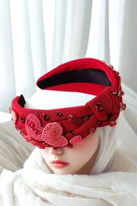 Serre-tête large blanc perlé à la main avec fausses perles et strass pour femme, accessoire de coiffure pour mariage et fête, tendance - Product Image 5