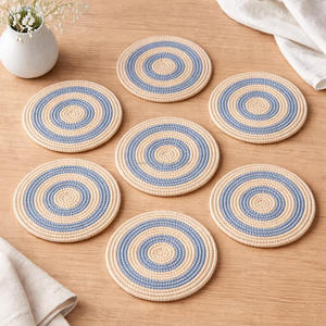 Modern Spiral Beaded Fabric Coaster Handmade Round Drink <b>Mat</b> Durable Minimal Table Decor Woven <b>Cup</b> Pad Nordic Home Style - Product Image 1