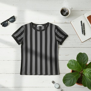 เสื้อยืดกันขนร่วงสำหรับผู้หญิง สีเทา-ดำ สกรีนโลโก้ได้ น้ำหนัก 100 กรัม เป็นมิตรกับสิ่งแวดล้อม ระบายอากาศได้ดี - Product Image 2