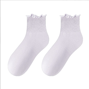 Chaussettes pour femmes, couleur unie, tricotées, respirantes, pour usage quotidien, épaisseur standard, printemps - Product Image 3