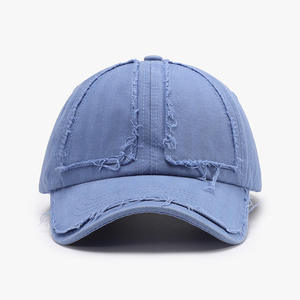Utility Style Distressed Cotton Cap <b>Rugged</b> Wholesale Manufacturer Custom logo Retro Cap Adjustable Workwear Inspired Ripped Caps - Product Image 3
