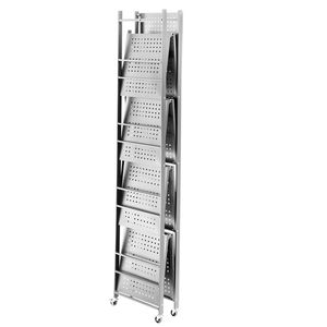 Scaffale Pieghevole in Metallo a 5 Ripiani 81L X 36P X 183H Pollici, Organizzatore Senza Montaggio con 5 Ruote - Product Image 3