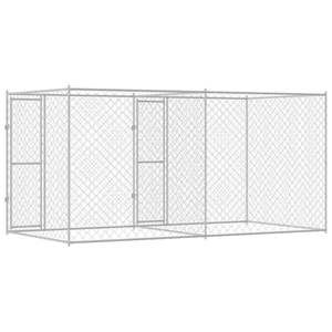 Jaula para Perros de Acero Galvanizado Plateado de 157.48 x 78.74 x 78.74 Pulgadas para Mascotas - Product Image 6