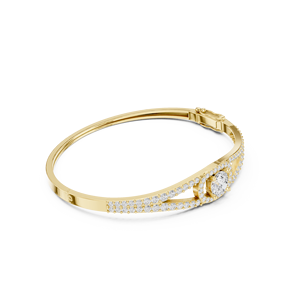 Yellow Gold Lab Grown Diamond Open Cuff <b>Bangle</b> <b>Bracelet</b> for Women Luxury Wedding Engagement Fine Jewelry - Product Image 4