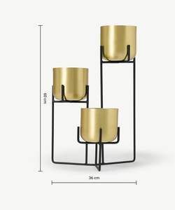 Elegante Juego de Soportes para Macetas de Metal Dorado, Duradero y Ligero, para Interiores/Exteriores, Hogar y Jardín, 3 Macetas Contemporáneas para Plantas - Product Image 4