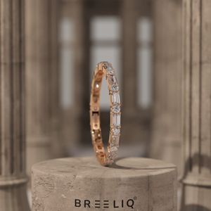 แหวนทองประดับเพชรทรงบาแกตต์ พร้อมเพชรทรงกลมแบบฝังหนามเตย แหวนหมั้น ของขวัญวันครบรอบวันเกิด - Product Image 4