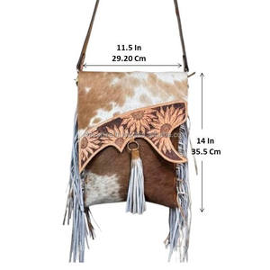 2025 New Arrival Fashion Hand Tooled Leather Shoulder Handbag Trendy Luxury Genuine Cowhide <b>Crossbody</b> Fringe Tassel <b>Bag</b> for <b>Girl</b> - Product Image 3