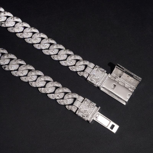 Cadena de eslabones cubanos con moissanita, joyería de lujo estilo hip hop, cadena llamativa con pavé para hombres y mujeres - Product Image 5