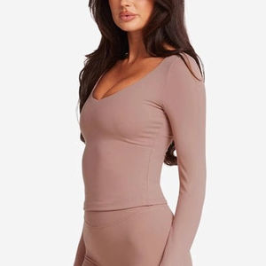 T-shirt de sport compressif pour femme, anti-UV, en Spandex/Nylon, avec logo frontal, pour fitness, course à pied, gym, entraînement, respirant - Product Image 4