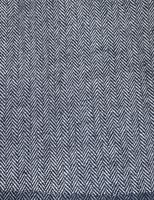 Tissu en tweed polyester à motif chevrons, noir avec des reflets bleu glace, 300 g/m², anti-boulochage, double face, qualité supérieure.