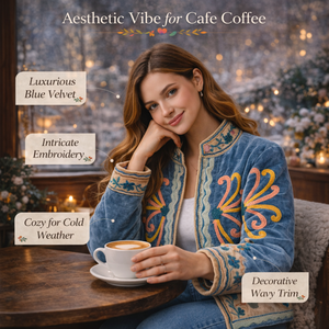 Veste bomber en velours brodée à la main pour femme, col montant, doublure en coton, style bohème - Product Image 6