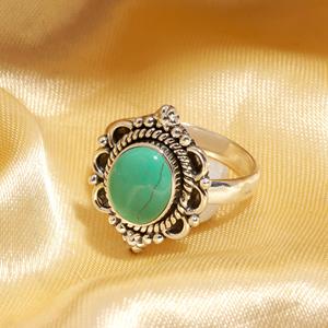 Handmade Steering Silver Silver Plated Arizona <b>Turquoise</b> Gemstone <b>Ring</b> Oval Shape Prong Setting For Fashion Jewelry Set & Women - Product Image 3