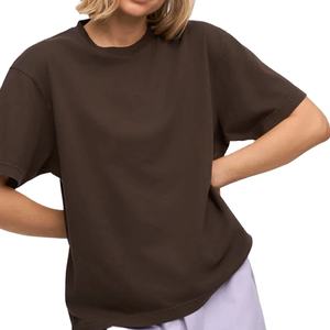 T-shirt pour femme en jersey 100% coton, coupe ample et oversize, col rond, respirant, anti-boulochage, séchage rapide, couleurs personnalisées, été - Product Image 4