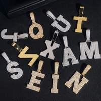 Colgante de moissanita con letras del alfabeto, estilo hip hop, de plata de ley 925, con inicial, corte brillante redondo, joyería llamativa.