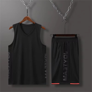 Ensemble de maillots de basket personnalisés, col en V, sans manches, imprimé par transfert thermique, maille respirante, unisexe, adolescents, évacuation de l'humidité - Product Image 2