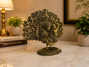 Estatua de Pavo Real de Latón Antiguo, Figura Decorativa de Metal, Adorno de Lujo para Mesa de Decoración del Hogar - Product Image 5