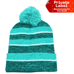 Thick Cable Pattern Bobble Pom Pom Beanie Soft Cuff <b>Winter</b> <b>Cap</b> Eco-Friendly Recycled Yarn Bobble Pom Pom Beanie Sustainable Hat - Product Image 1