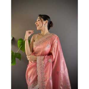 Hermoso Sari bordado de varios hilos con vestidos elegantes de trabajo de secuencia - Product Image 3