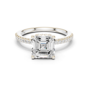 GRA Certified Asscher Cut Lab Grown Created Diamond <b>Ring</b> Stunning Engagement Paved Band <b>Ring</b> <b>Crafted</b> From Solid 14k White Gold - Product Image 1
