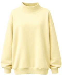 Sweat-shirt polaire surdimensionné personnalisé jaune clair pour femme, col montant, pull décontracté chaud d'hiver en coton et polyester, coupe ample et tendance - Product Image 1