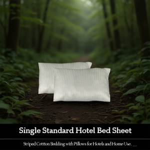 Drap de lit simple standard pour hôtel, en coton rayé, avec oreillers, pour hôtels et usage domestique - Product Image 3