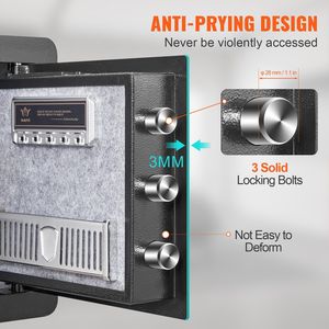Cassaforte Domestica in Acciaio da 1,2 Piedi Cubici con Tastierino Digitale, Armadietto Ignifugo, 2 Chiavi, Serrature Intelligenti, Protezione Sicura per la Tua Casa - Product Image 4