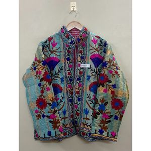 Boho Suzani Kantha Embroidery Eco-Friendly Woven Breathable Autumn Floral <b>Jacket</b> <b>Women</b> full sleeves Regular Fit Size <b>Jacket</b> - Product Image 3