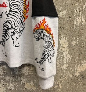 Custom Double Layer Thermal Sleeve Graphic <b>Shirt</b> Oversized Tiger <b>Flame</b> Print Streetwear Raglan T <b>Shirt</b> Heavyweight Layered Tee - Product Image 3