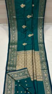 Sari traditionnel en brocart de polyester, tissé à la main avec des fils Zari, écologique, pour mariages, vêtements ethniques, créations de designers pour filles, tenues de fête indiennes - Product Image 3
