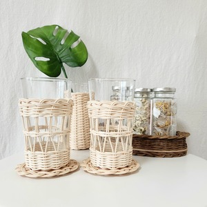 Porte-gobelets en rotin tressé pour verres, prix de gros - Product Image 6