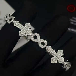 <b>Iced</b> <b>Out</b> Moissanite Cross Figaro <b>Chain</b> Bracelet Diamond Tennis Bracelet Hip Hop Jewelry Luxury Bracelet - Product Image 6