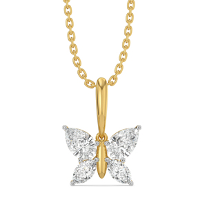Collar con Colgante de Mariposa en Oro Amarillo con Diamante Corte Pera, Joyería de Lujo con Cadena de Eslabones para Mujer - Product Image 2