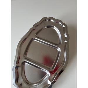Plateau de service en métal à prix avantageux pour la maison et l'hôtel, plateau ovale en acier inoxydable plaqué argent - Product Image 5