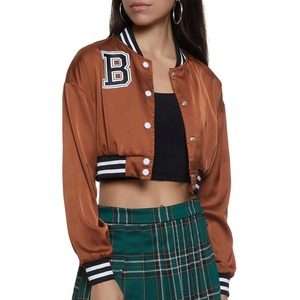 OEM Custom Design Women Lettermen Varsity Jacket Fashion Vintage University Varsity Jackets Chenille <b>Patches</b> Varsity Jackets - Product Image 3