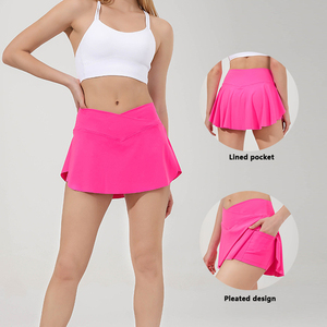 Jupe courte de sport pour femme en polyester et élasthanne, teinte sur mesure et sublimée, coupe trapèze, séchage rapide, pour le tennis, la course et l'athlétisme, vente en gros - Product Image 3