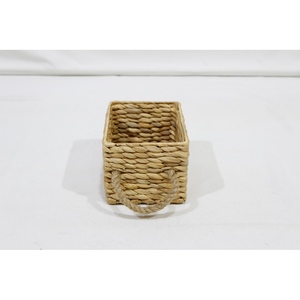 Panier de rangement rectangulaire en jacinthe d'eau tressée à un seul niveau, style campagnard, organisateur de maison pour salle de bain et salon - Product Image 6