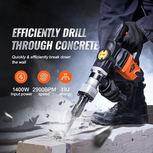 Martello Demolitore Elettrico in Metallo da 1400W con Attacco SDS Max per Uso Industriale e Professionale - Product Image 6