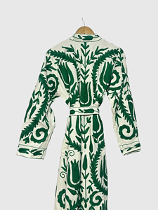 Velvet Plus Size Women'<b>s</b> Jacket Shawl Collar Nine Quarter Sleeve Hand Embroidered Geometric Pattern Long Coat Autumn Wear - Product Image 3