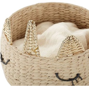 Cesto unicorno in giacinto d'acqua intrecciato a mano, contenitore portaoggetti per giocattoli a forma di animale addormentato, con <span class=keywords><strong>corno</strong></span> dorato, per cameretta - Product Image 3