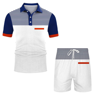 Conjunto de Camiseta de Manga Corta y Pantalones Cortos de Moda para Hombre, Producto de Tendencia 2026, Atuendo de Verano de 2 Piezas para Uso Casual - Product Image 1