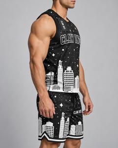 Conjunto de Uniforme de Baloncesto Unisex CLAW INTL, Negro y Blanco, Estampado Digital Urbano, Poliéster Transpirable, Uniforme para Adultos con Fusión sin Costuras - Product Image 4