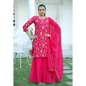 Ensemble Sharara pour femmes, vêtements de soirée, travail de broderie de séquence - Product Image 1