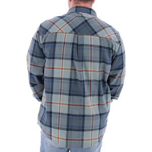 Camisa a Cuadros Gris Azul para Hombre, Mezcla de Algodón Cepillado, Interior Térmico, Cierre de Botones Frontales, Corte Moderno, Camisas de Franela para Hombre - Product Image 2