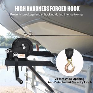 Treuil à manivelle robuste de 1600 lb sangle en polyester de 33 pieds à cliquet bidirectionnel manuel pour remorque de bateau VTT et remorquage - Product Image 4