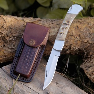 UA Supplies Professional Natural Ram Horn Handle High Carbon Steel Hunting Clip Point Industrial Folding Pocket Knife High OEM - Product Image 1