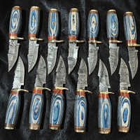 Couteau de chasse artisanal en acier Damas avec logo personnalisé, manche en bois, outil multifonctionnel pour le camping en plein air, dureté 56HRC, garantie 3 ans