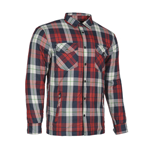 Camisa de Franela Roja Carmesí para Motociclistas y Chaqueta de Franela de 3 Capas con Protección y Forro de Algodón para Hombre - Product Image 2