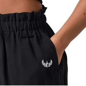 Pantalon large noir tissé à cordon de serrage pour femme – Confort léger et décontracté au quotidien - Product Image 5