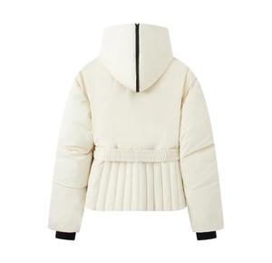 For Hooded Puffer <b>Jacket</b> Belt Zipper Front Casual Winter Thick Polyester Wadding <b>Short</b> Length Unisex Eco-friendly <b>Fur</b> Trim - Product Image 2